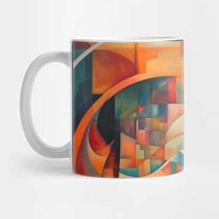 Minimalistic Geometric Patterns in an Abstract Oil Painting Mug